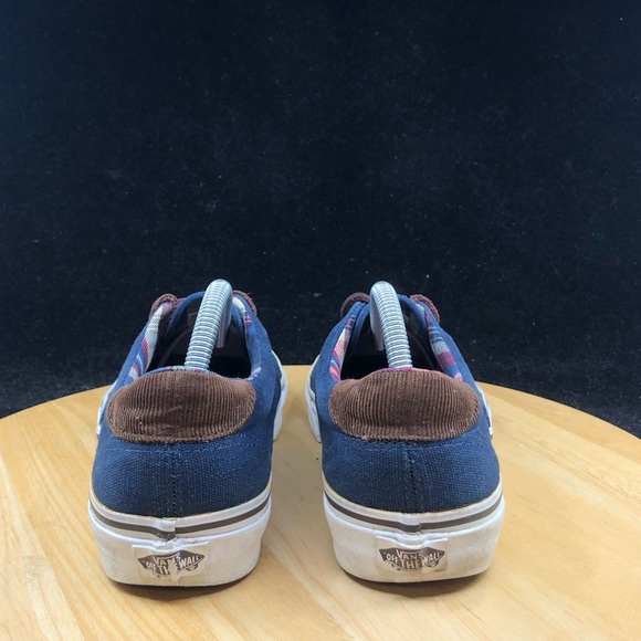 Vans Classic Blue Plaid Low Top Lace Up Mens Size 8 Skate Shoe - Picture 8 of 10